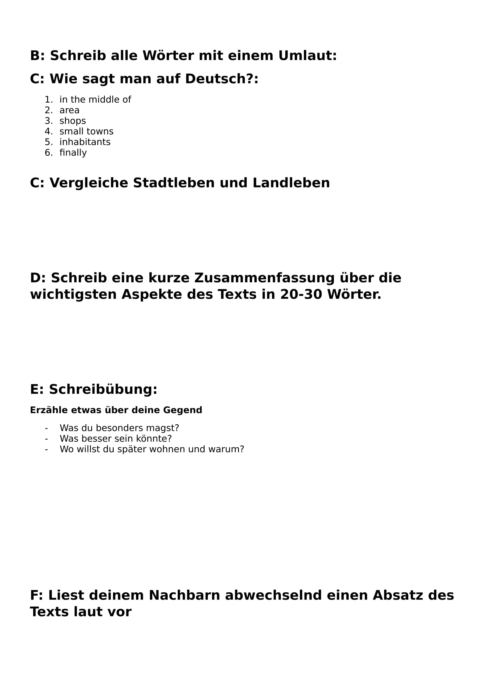meine stadt essay in german