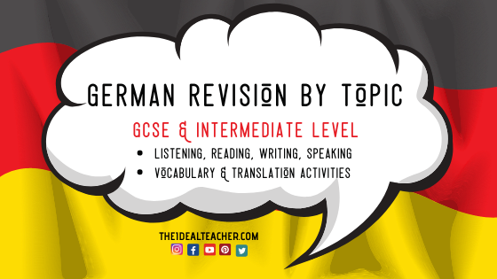 Complete GCSE German and Intermediate Level Revision Practice Activities by Topic