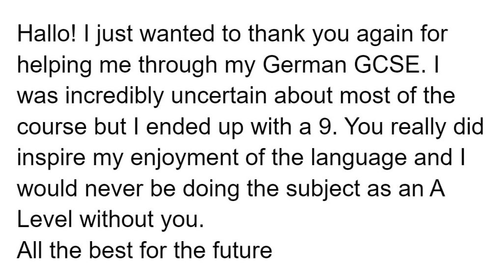 GCSE German Grade 9 Tutoring Review 1