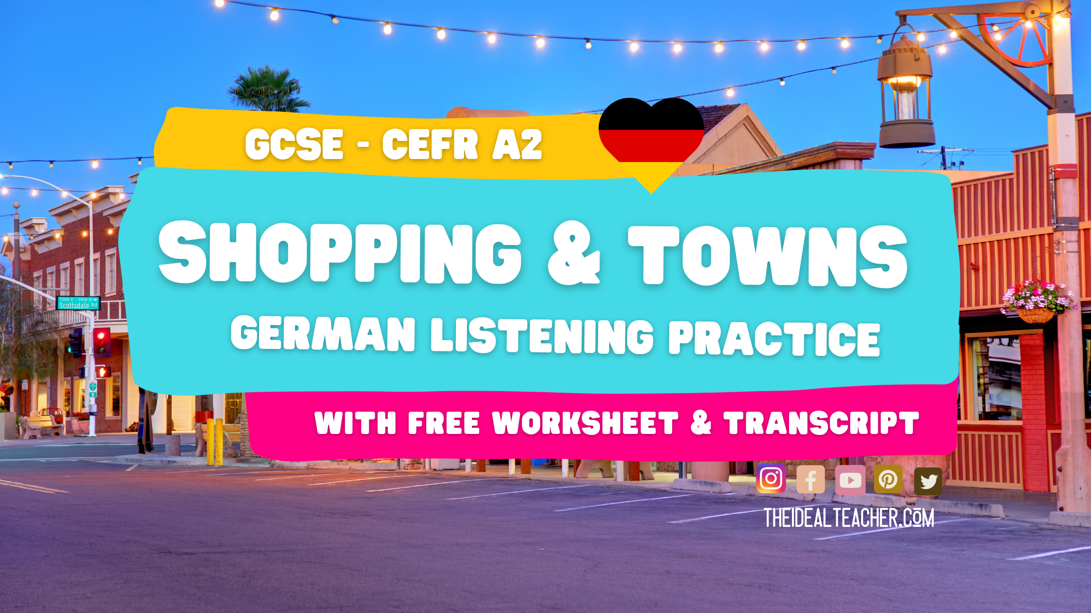 German Listening Practice | A2 – Shopping in Towns with Free Worksheet
